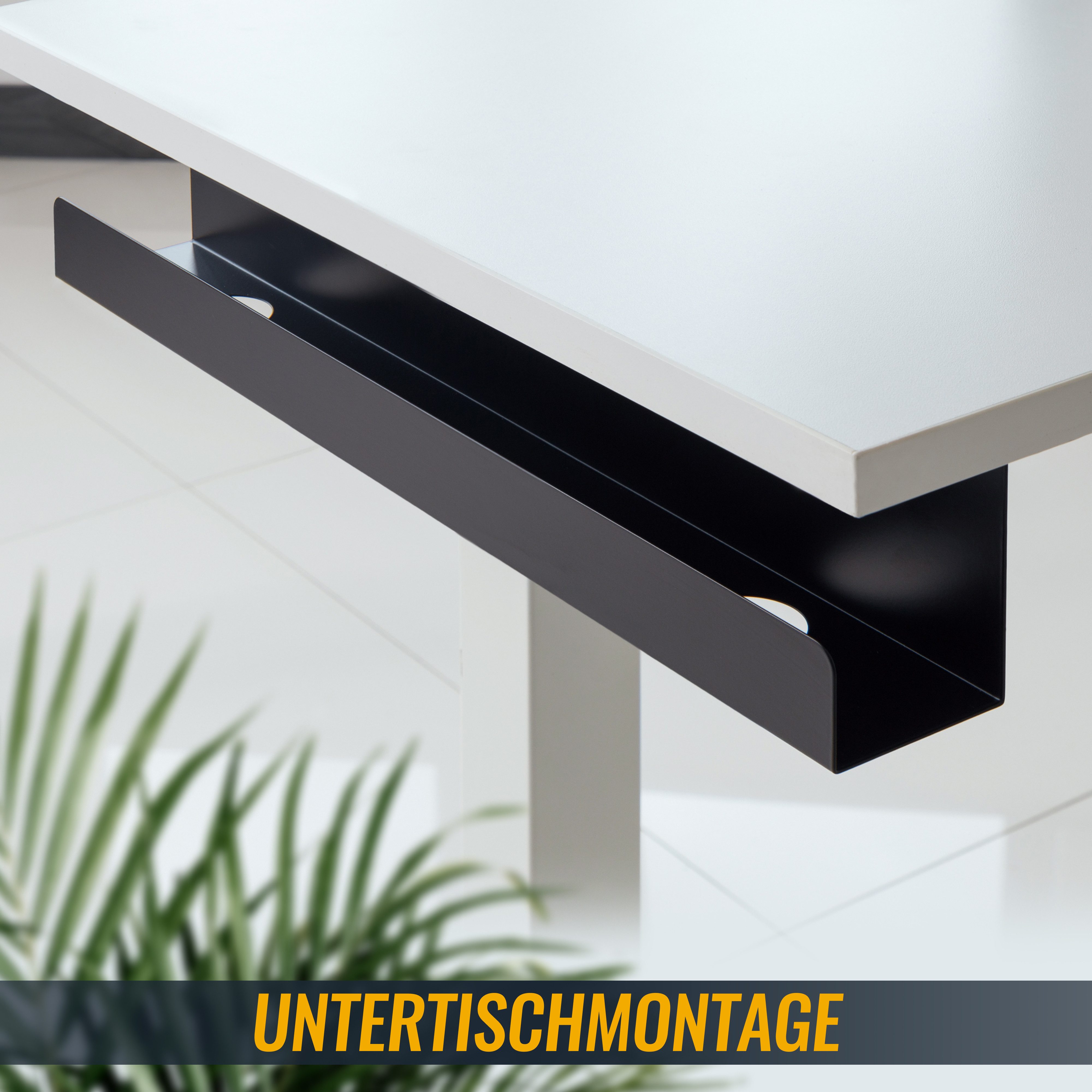 RICOO Kabelführung Kabelwanne für Untertischmontage Schreibtisch 60cm Z1111 (Kabelmanagement-System, 1-St., LxBxH 600mm x 76mm x 114mm, Untertisch-Montage), Kabelwanne Kabelkanal Kabelmanagement Kabeltunnel Kabelkorb