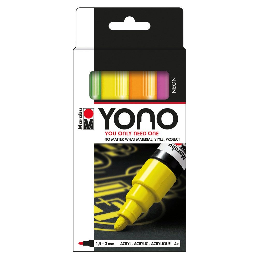 Marabu Acrylfarbe Marabu Acrylmarker Marker YONO Set Neon 1,5-3mm 4 Teile