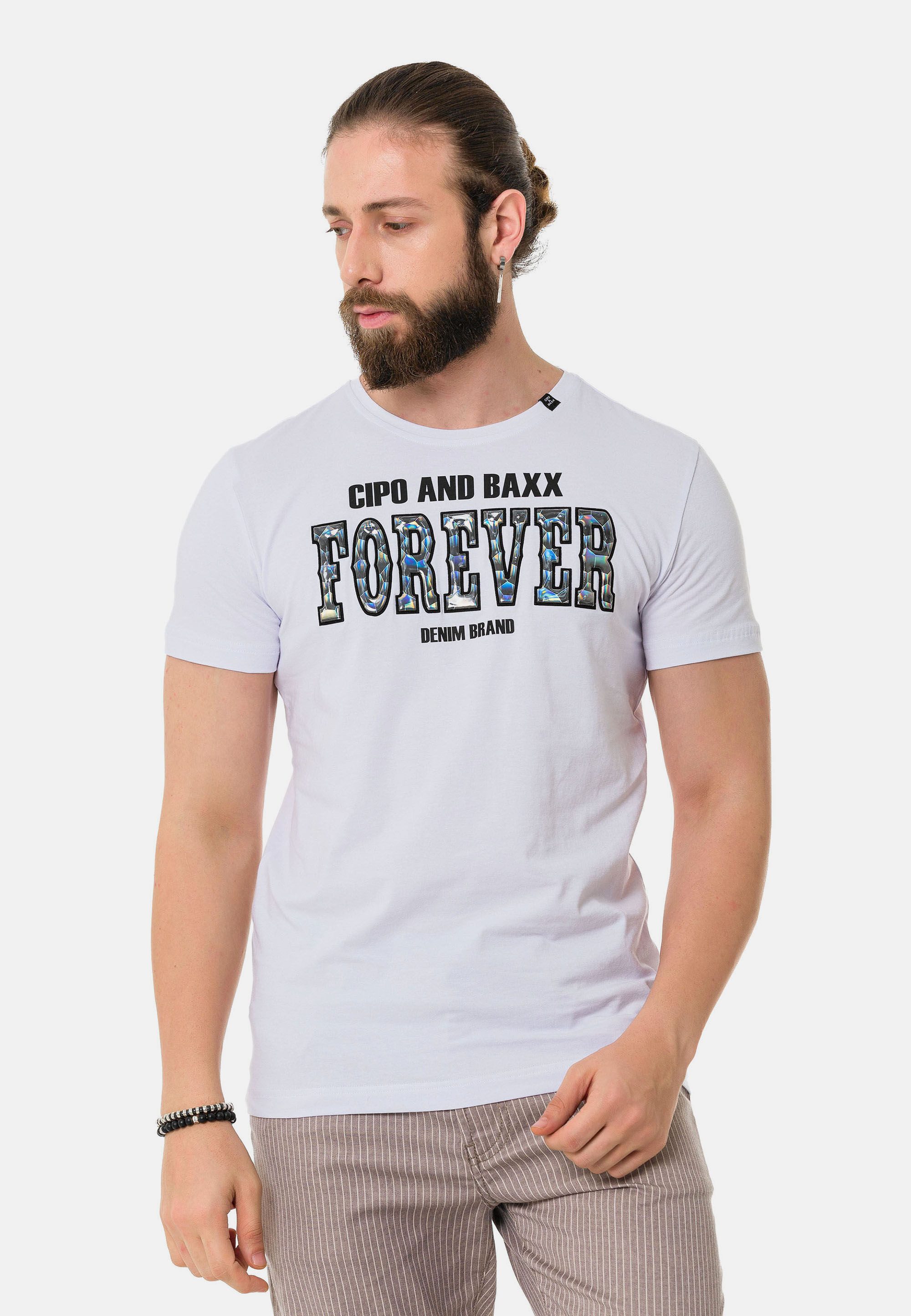 Cipo & Baxx T-Shirt T-Shirt mit Rundhals-Ausschnitt