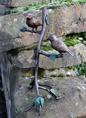 Bronzeskulpturen Skulptur Bronzefigur 2 Vögel auf Ast