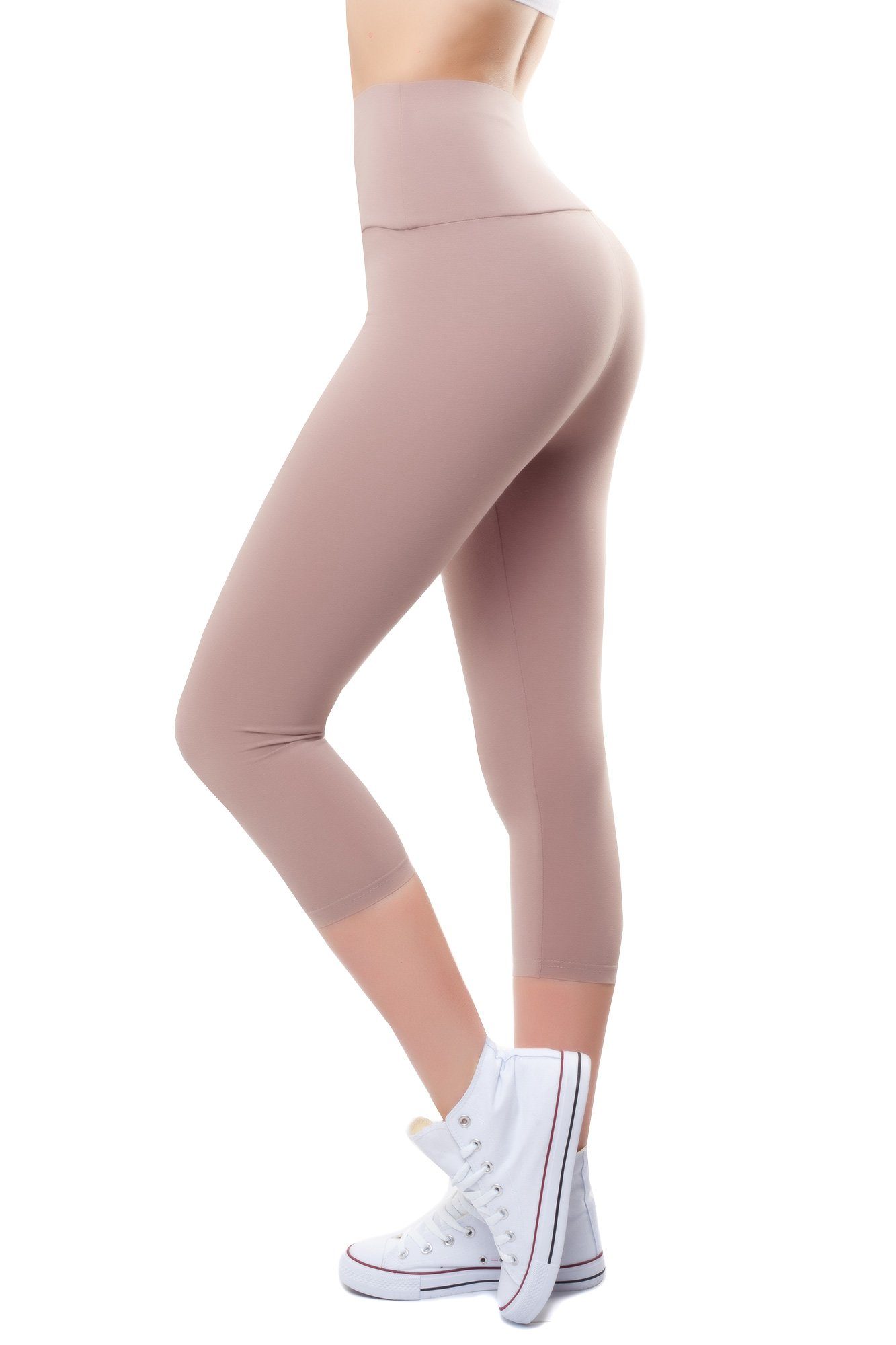 beige mit breitem Caprileggings Bund, Baumwollmix Bongual