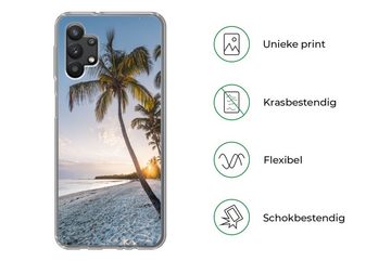MuchoWow Handyhülle Strand - Sonnenuntergang - Palme, Handyhülle Samsung Galaxy A32 5G, Smartphone-Bumper, Print, Handy