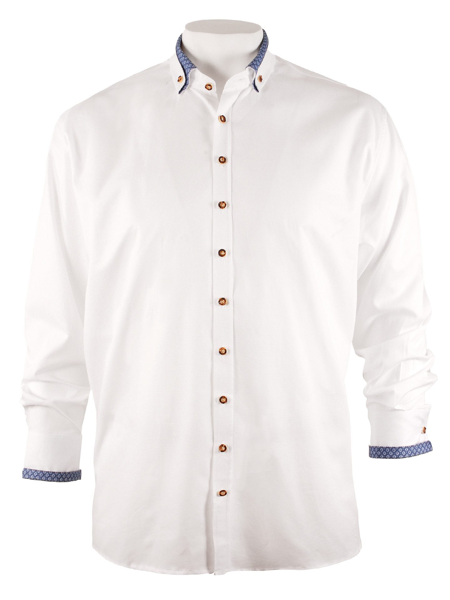 Moschen-Bayern Trachtenhemd Trachtenhemd SLIM FIT Herren Stehkragen Wiesn-Hemd Herrenhemd Weiß