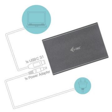 I-TEC Festplatten-Gehäuse MySafe USB 3.0 / USB-C 3.1 Gen. 2, externes Gehäuse für 2x SATA M.2 Festplatten