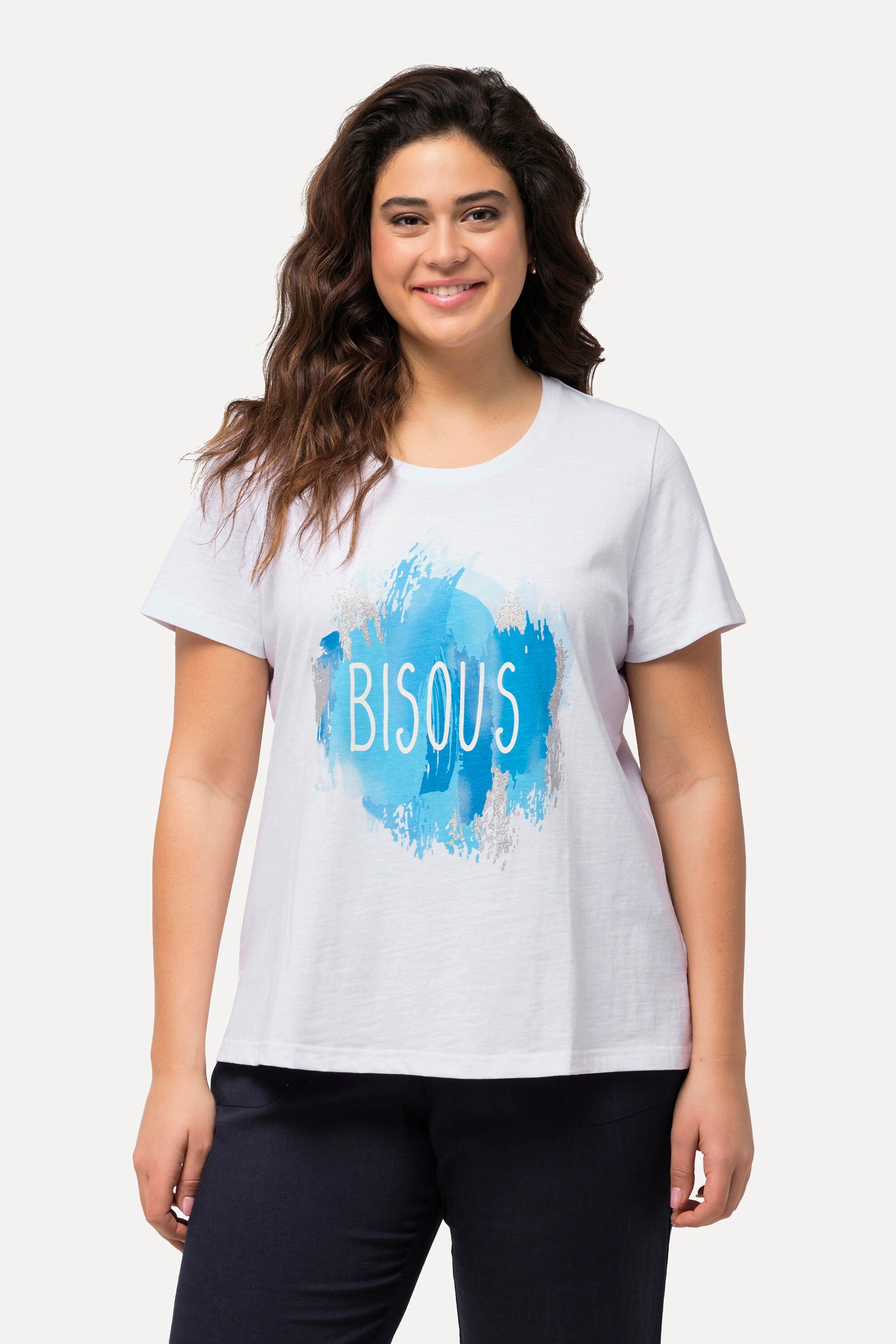 Ulla Popken T-Shirt T-Shirt Bisous Rundhals günstig online kaufen
