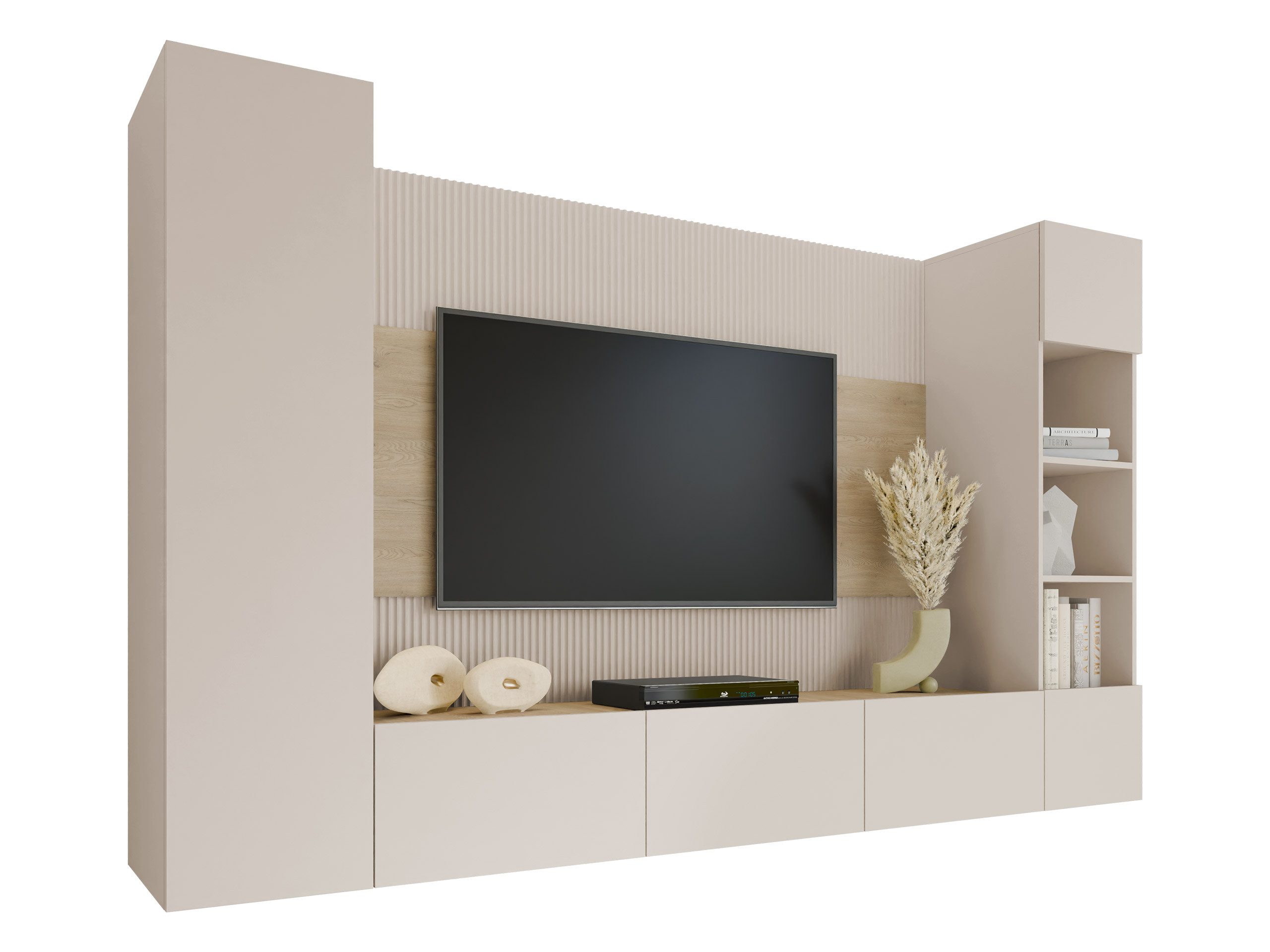 MIRJAN24 Wohnwand Deromi IV, (4er-Set, TV-Lowboard, 2x Hängeregal), Grifflo günstig online kaufen