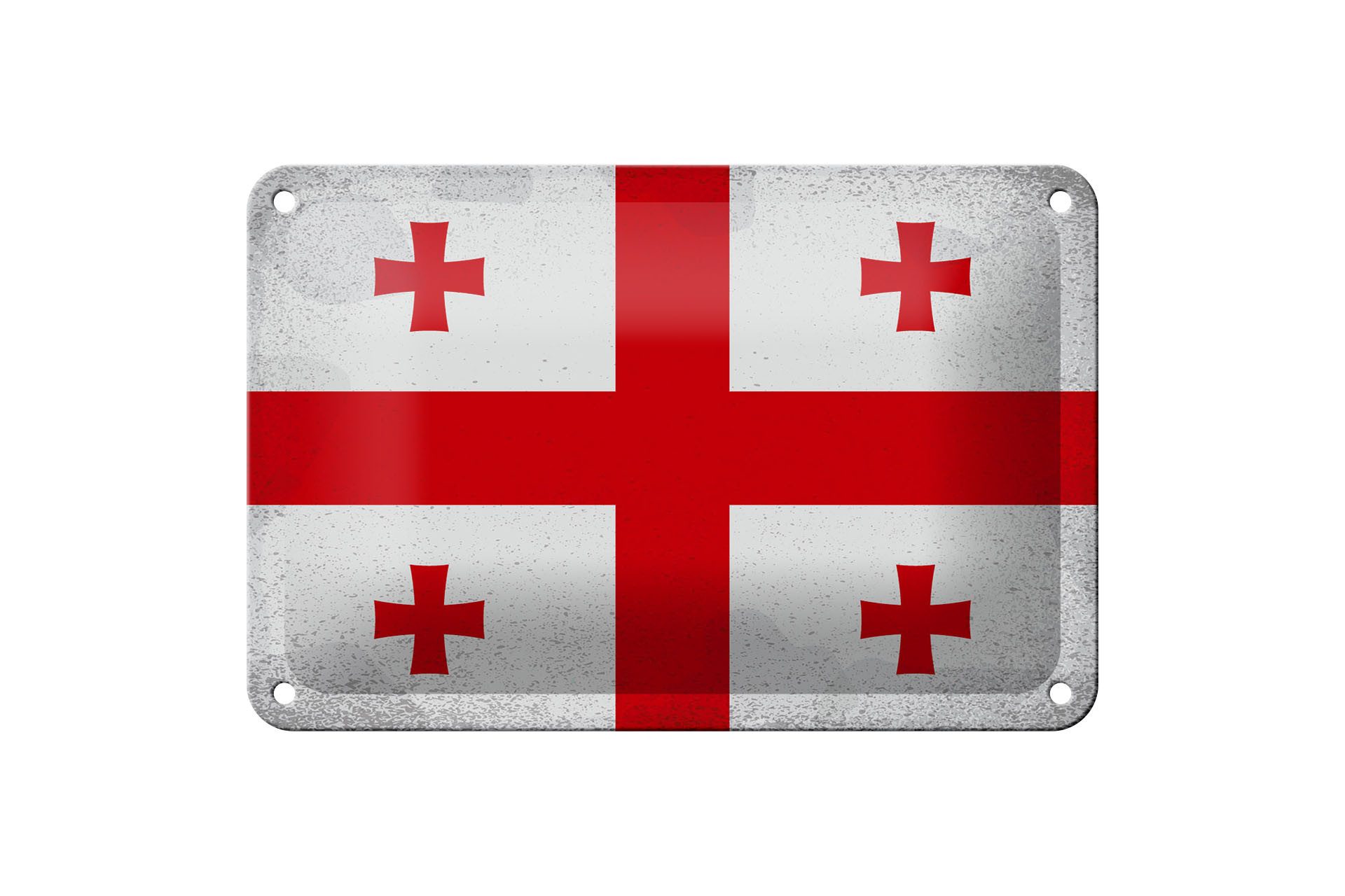 Femer GmbH Metallschild Flagge Georgien 18x12cm Flag of Georgia Vintage, (1 St), gewölbte Oberfläche, abgerundete Ecken, umgeschlagene Kanten