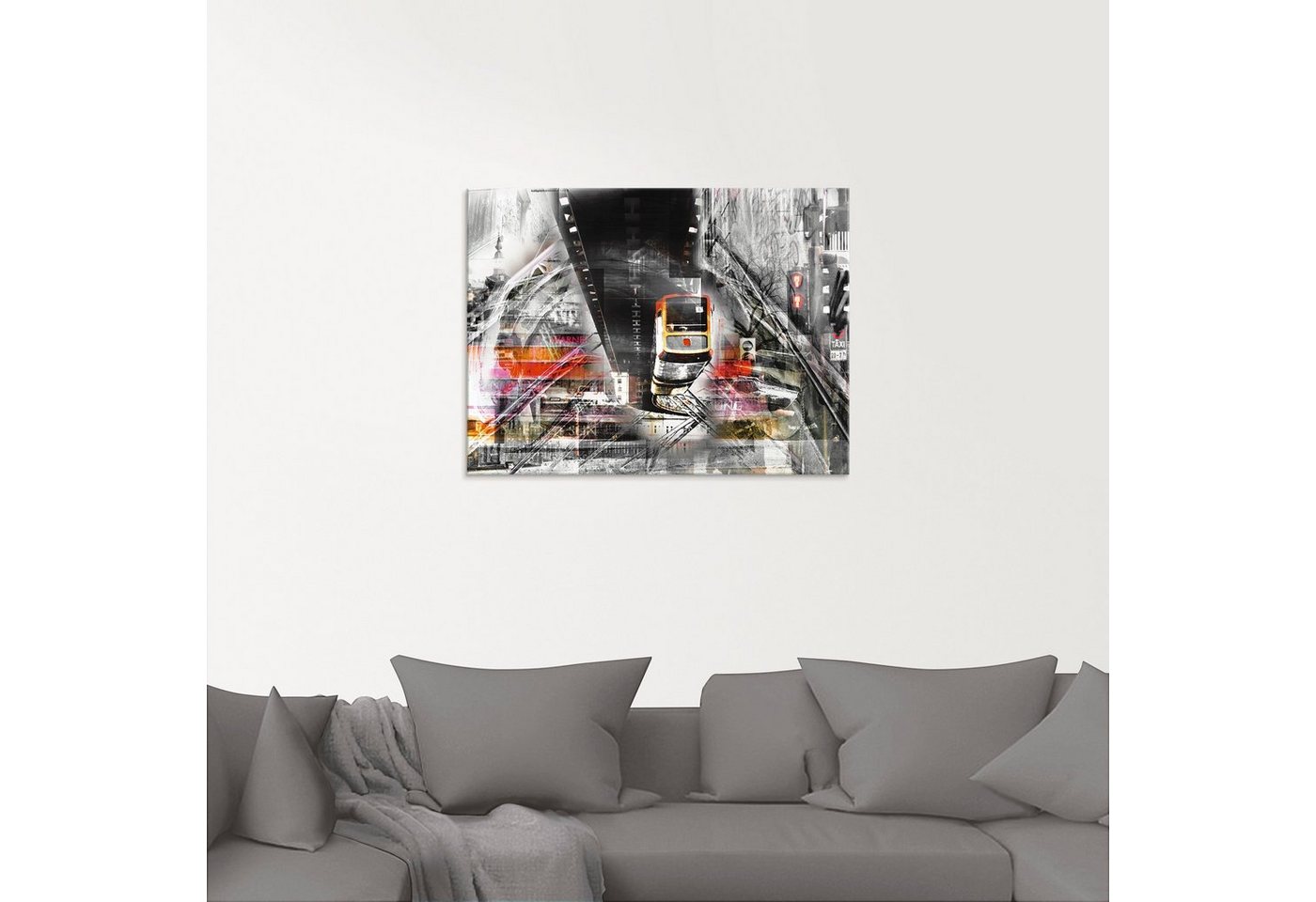 Artland Glasbild »City Collage«, Züge (1 Stück)-HomeTrends