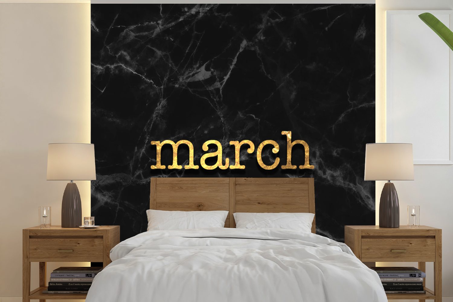 Tapete Wandtapete Gold, Wohnzimmer Matt, Kalender Schlafzimmer, - Zitat Fototapete (5 März oder - St), bedruckt, - Vinyl für MuchoWow