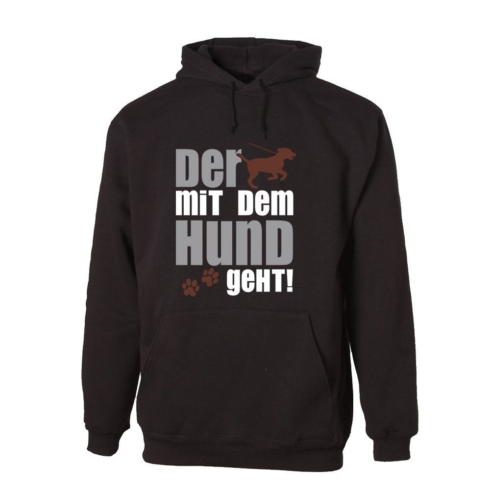 G-graphics Hoodie Der mit dem Hund geht mit trendigem Frontprint mit Spruch für Hundeliebhaber