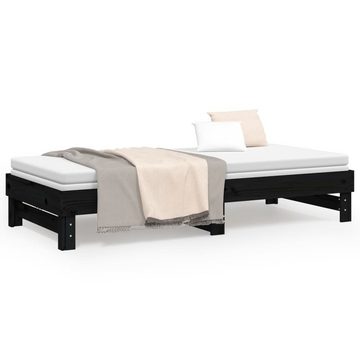 furnicato Bett Tagesbett Ausziehbar Schwarz 2x(100x200) cm Massivholz Kiefer