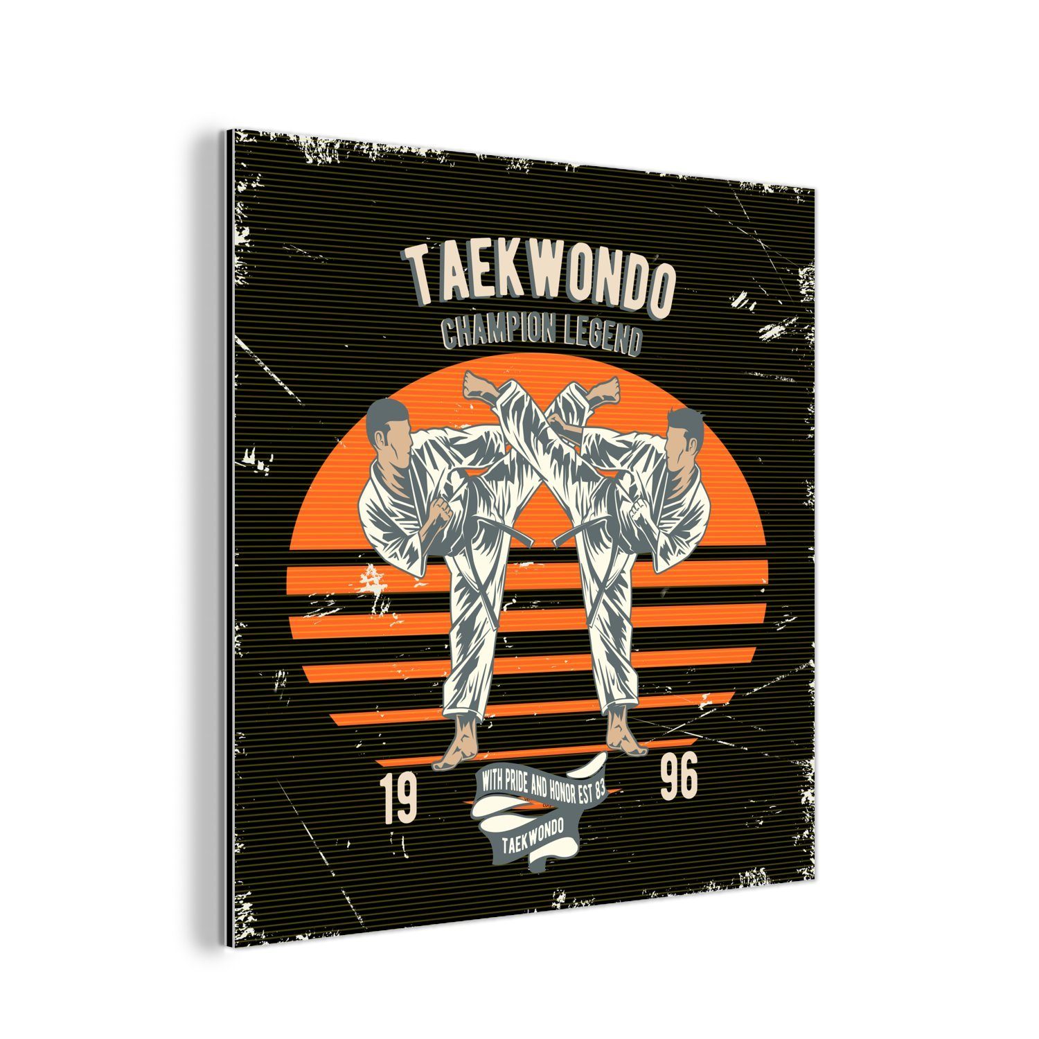 MuchoWow Metallbild Jahrgang - Sport - Taekwondo, (1 St), Alu-Dibond-Druck, Gemälde aus Metall, Aluminium deko