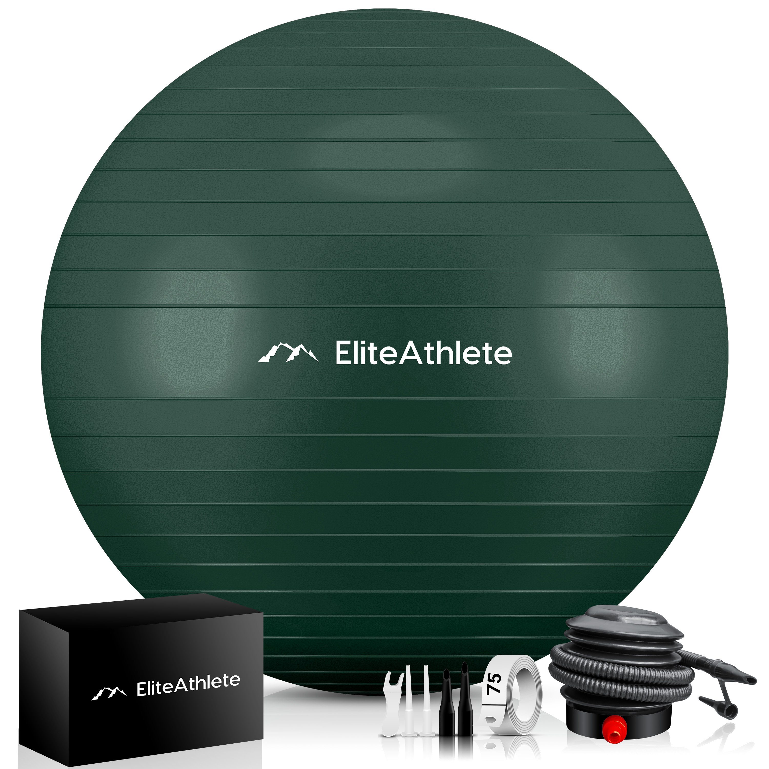 EliteAthlete Gymnastikball Gymnastikball Sitzball Büro ergonomisch - Fitness Yoga Schwangerschaft Deep Forest
