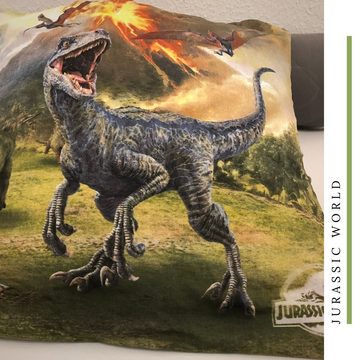 Bettwäsche Jurassic World 135x200 + 80x80 cm, 100 % Baumwolle, MTOnlinehandel, Renforcé, 2 teilig, Dino / Dinosaurier Kinder- und Teenagerbettwäsche