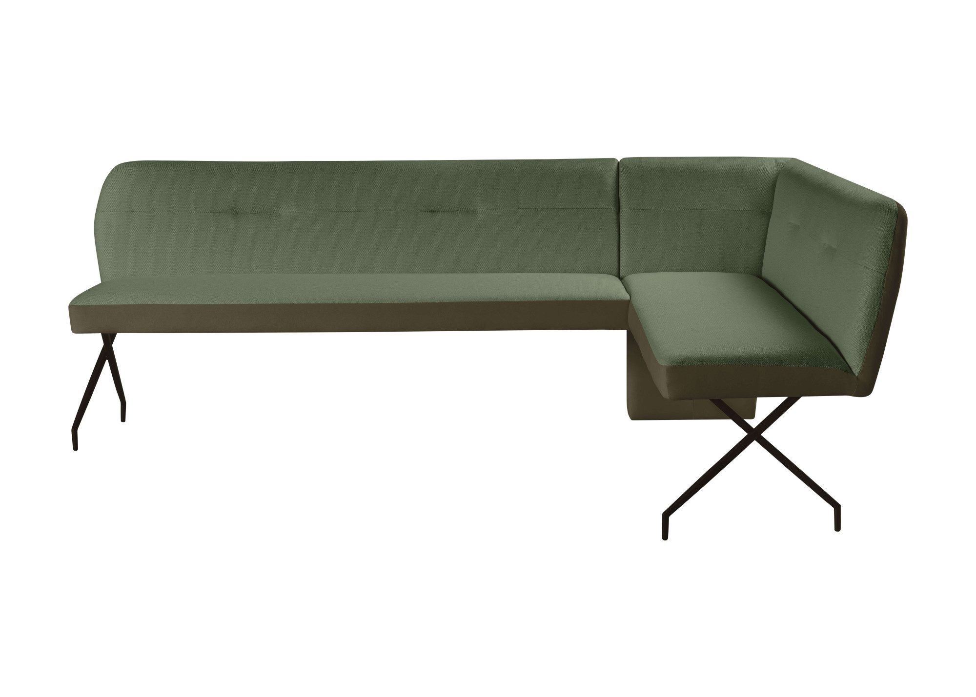 OTTO home Eckbank Bruna Esszimmerbank, Bank, Küchenbank, Polsterbank, Mattschwarzes Metallgestell, 2-Stoff-Design, Wellenfederung im Sitz