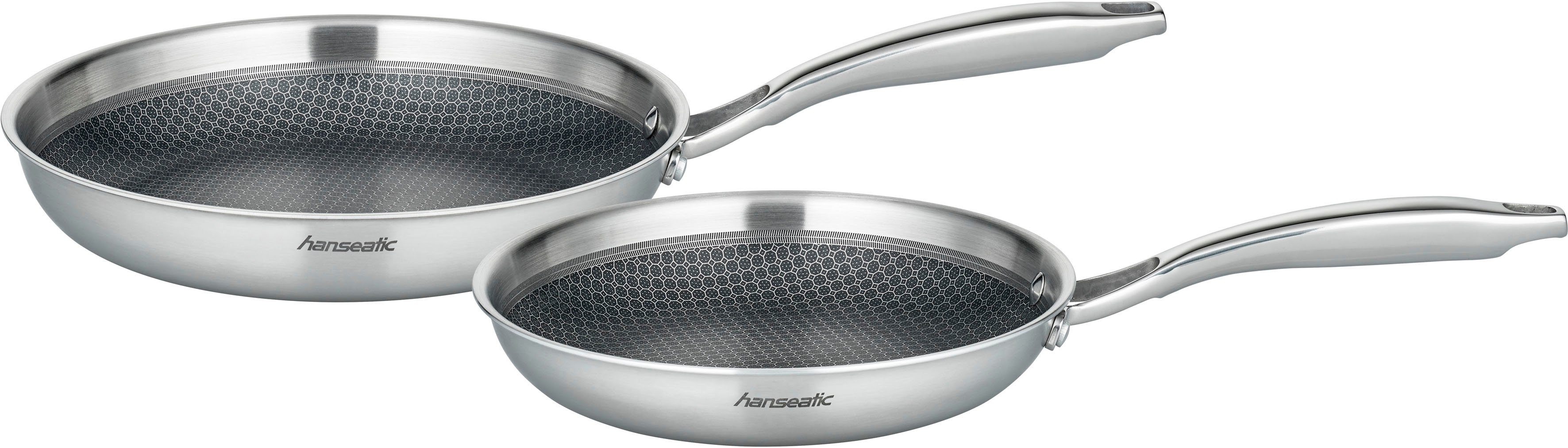 Hanseatic Pfannen-Set hanseatic, Edelstahl (Set, 2-tlg., 1x Pfanne Ø 24 cm - 1,6 l, 1x Pfanne Ø 28 cm - 2,4 l), Dreischicht-Material, Edelstahl-Wabenstruktur, Induktion
