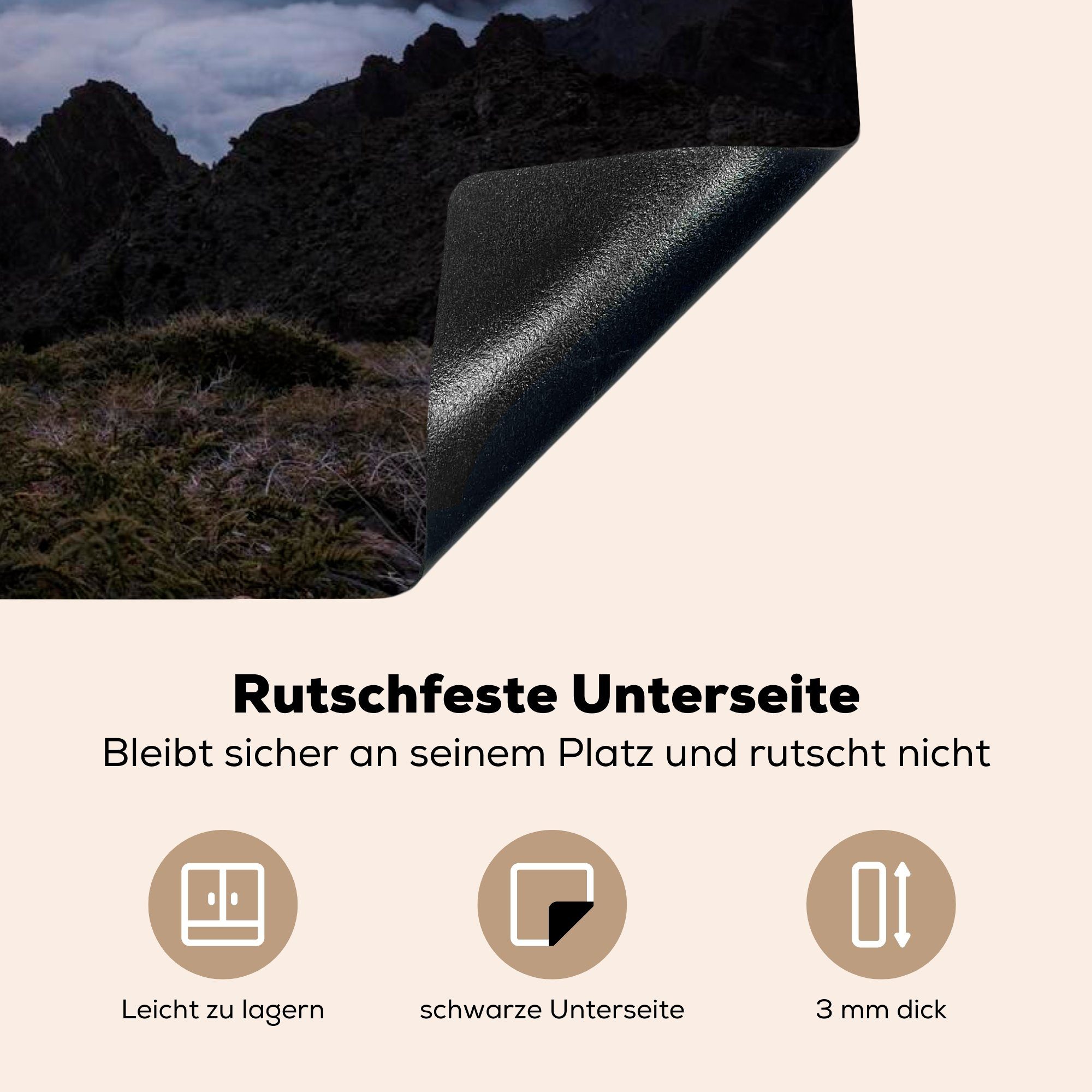 Herdblende-/Abdeckplatte (1 tlg), Spanien, Taburiente Schutz de Nationalpark in Sonnenuntergang 81x52 MuchoWow Ceranfeldabdeckung im Induktionskochfeld küche, die für cm, Caldera Vinyl,