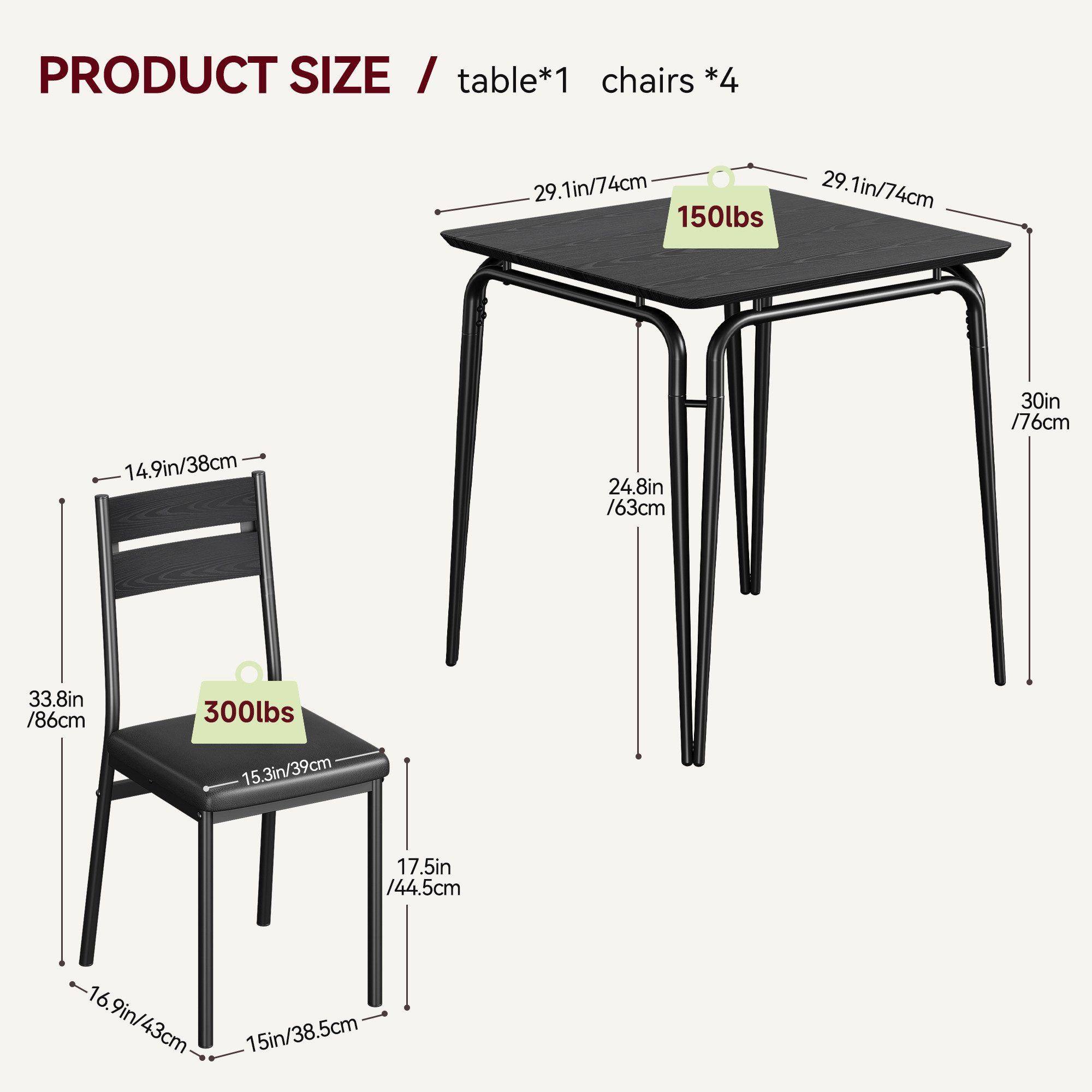 GarveeMore Essgruppe Ktichen Tisch mit 2 Stühlen für Küche & Esszimmer, Kom günstig online kaufen