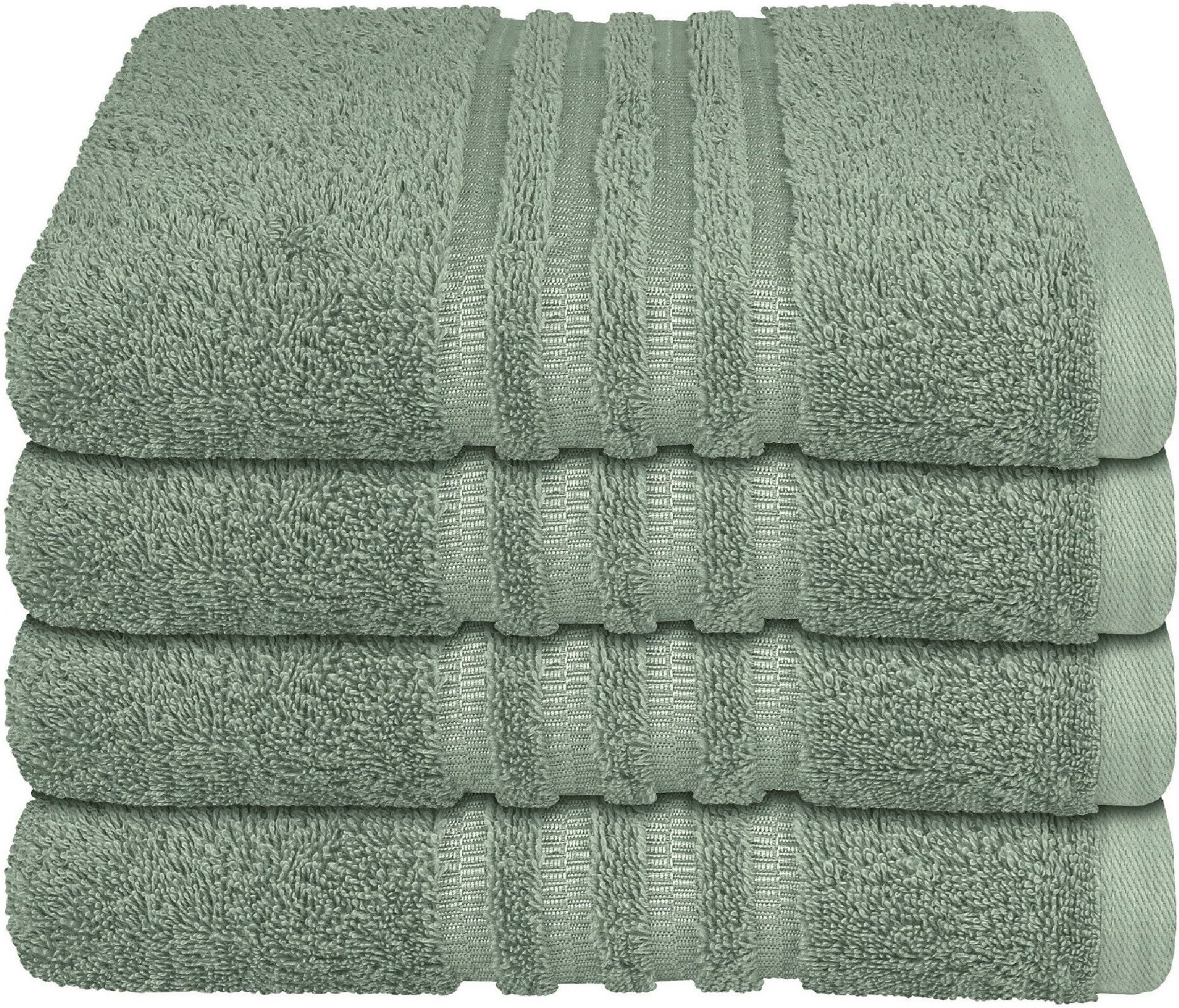 Schiesser Handtücher Milano aus 100% Baumwolle mit eleganter Bordüre in Hoch-Tief-Optik, Frottier (Set, 4-St), OEKO-TEX® MADE IN GREEN