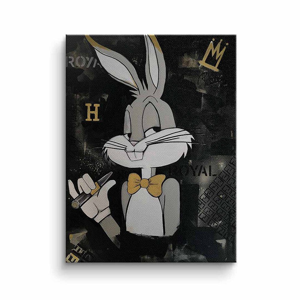 DOTCOMCANVAS® Leinwandbild, Premium Motivationsbild - PopArt Wandbild - Elegant Bunny ohne Rahmen