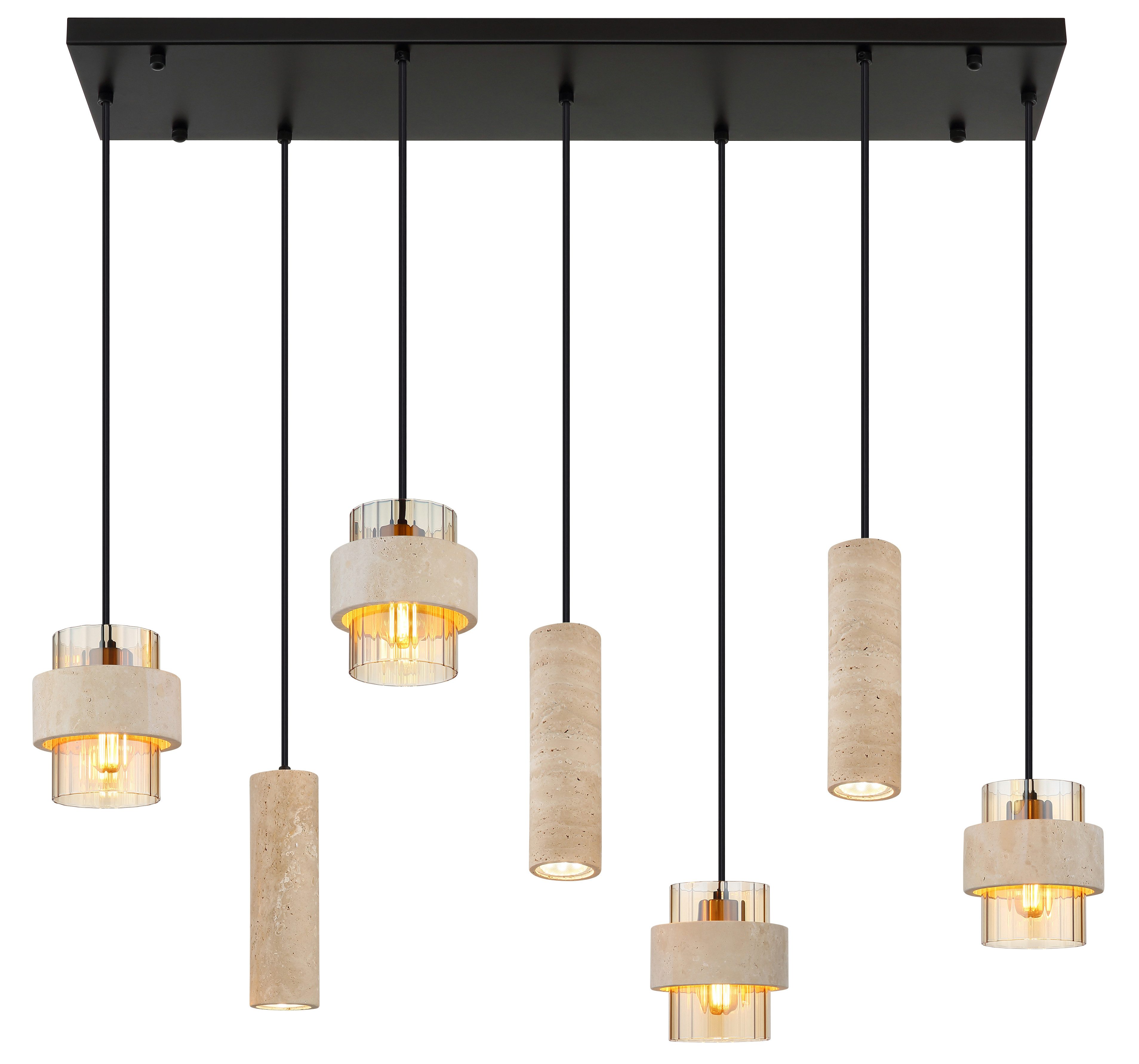 GLOBO LIGHTING Hängeleuchte DAREN, ohne Leuchtmittel, Hängeleuchte mit Glas & Stein, edel, warm & dekorativ