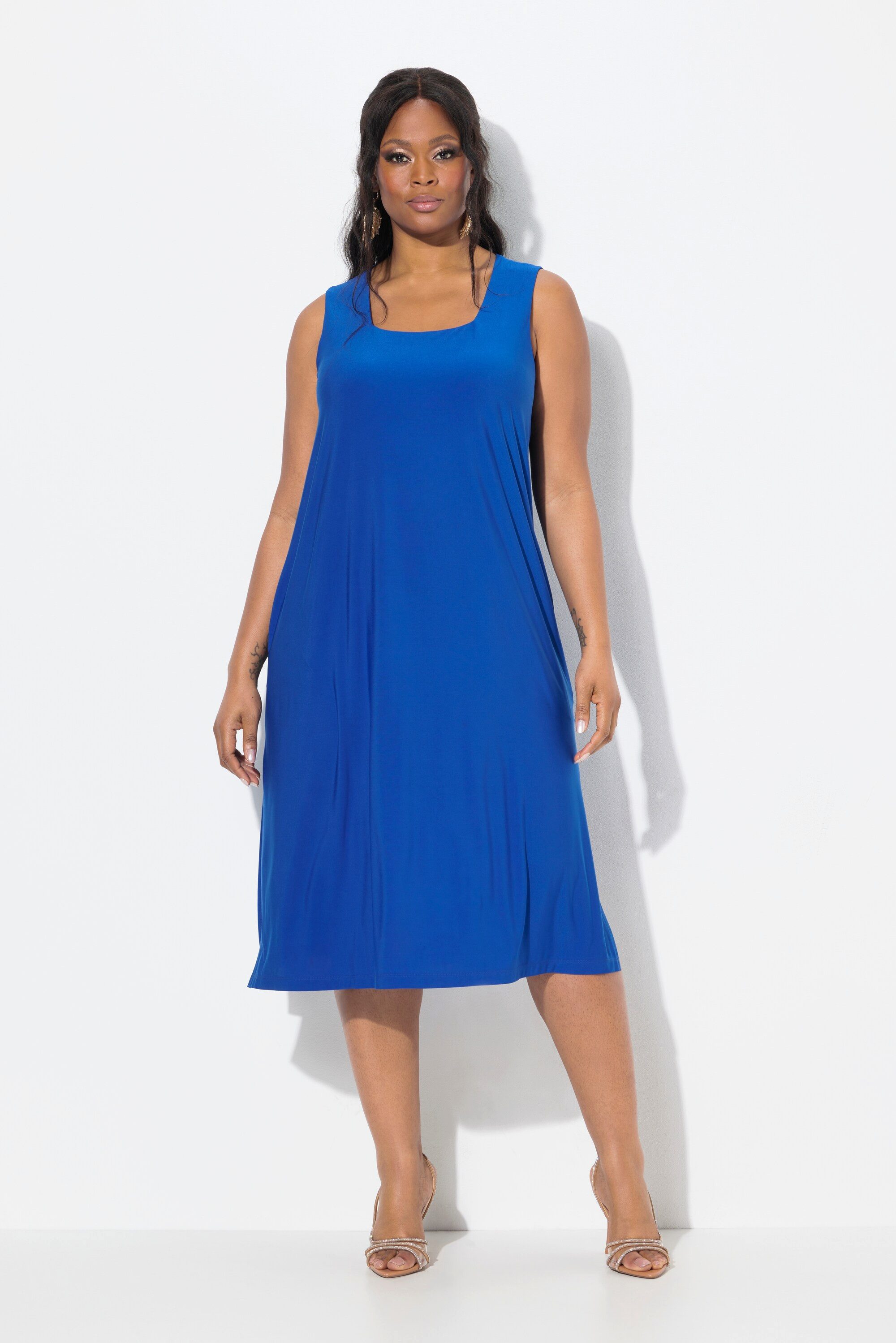 Ulla Popken Cocktailkleid Jersey-Kleid A-Linie Carree-Ausschnitt günstig online kaufen