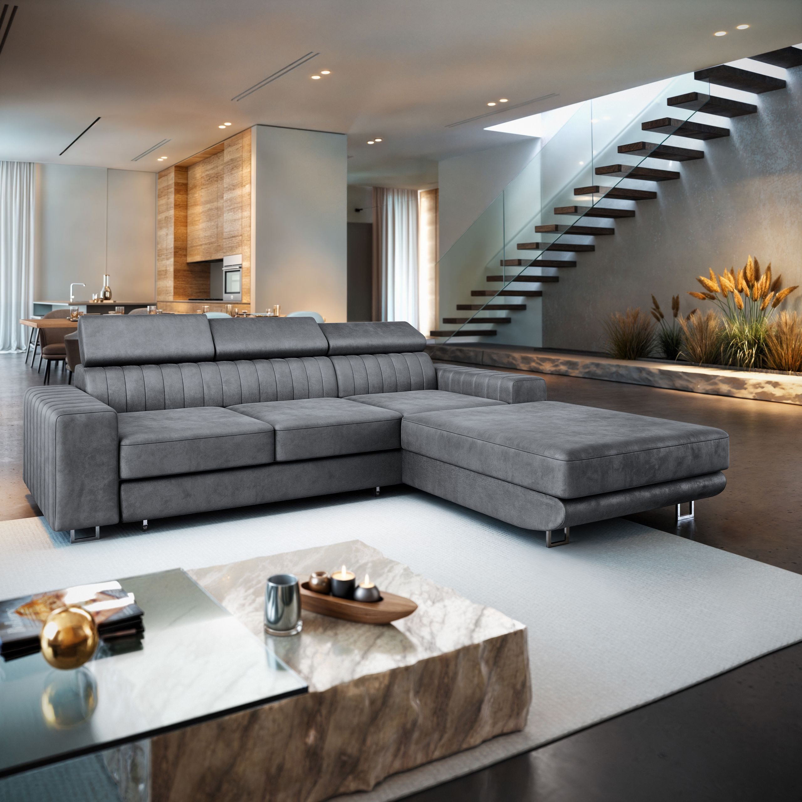 Masseno Ecksofa NOTO mit Schlaffunktion L-Form, Sofa mit Bettkasten günstig online kaufen