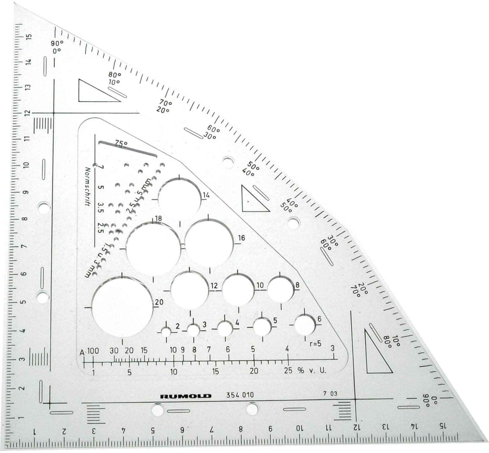 Rumold Geodreieck Zeichendreieck universell mit festen Winkeln u.v.m.