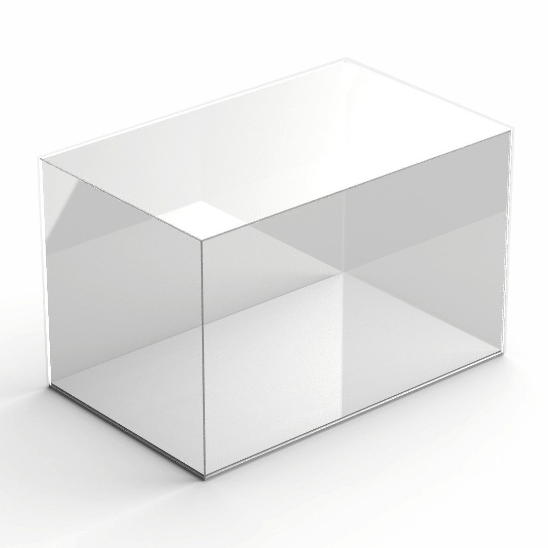 Hansen Werbetechnik Vitrine Vitrine / Schaukasten Acrylglas rechteckig mit weißem Boden (2-St)