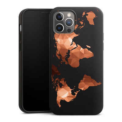 DeinDesign Handyhülle Weltkarte Landkarte Bronze Worldmap Triangle ohne Hintergrund, Apple iPhone 12 Pro Organic Case Bio Hülle Nachhaltige Handyhülle