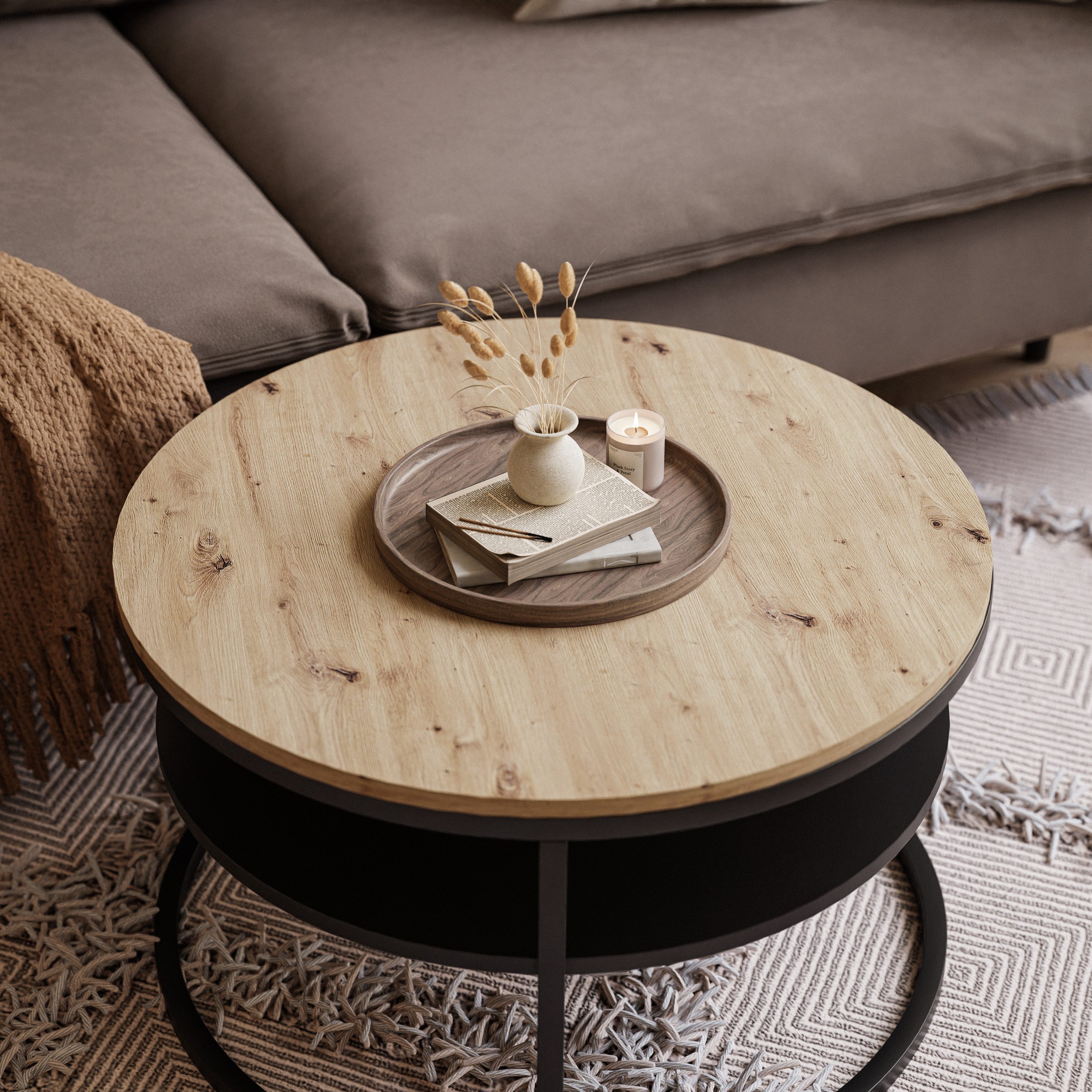 Lookway Couchtisch CIRI SLIM LOFT mit Ablage (1 Tisch), Durchmesser: ⌀ 60 cm, Höhe: 42 cm – Bild 4 von 5