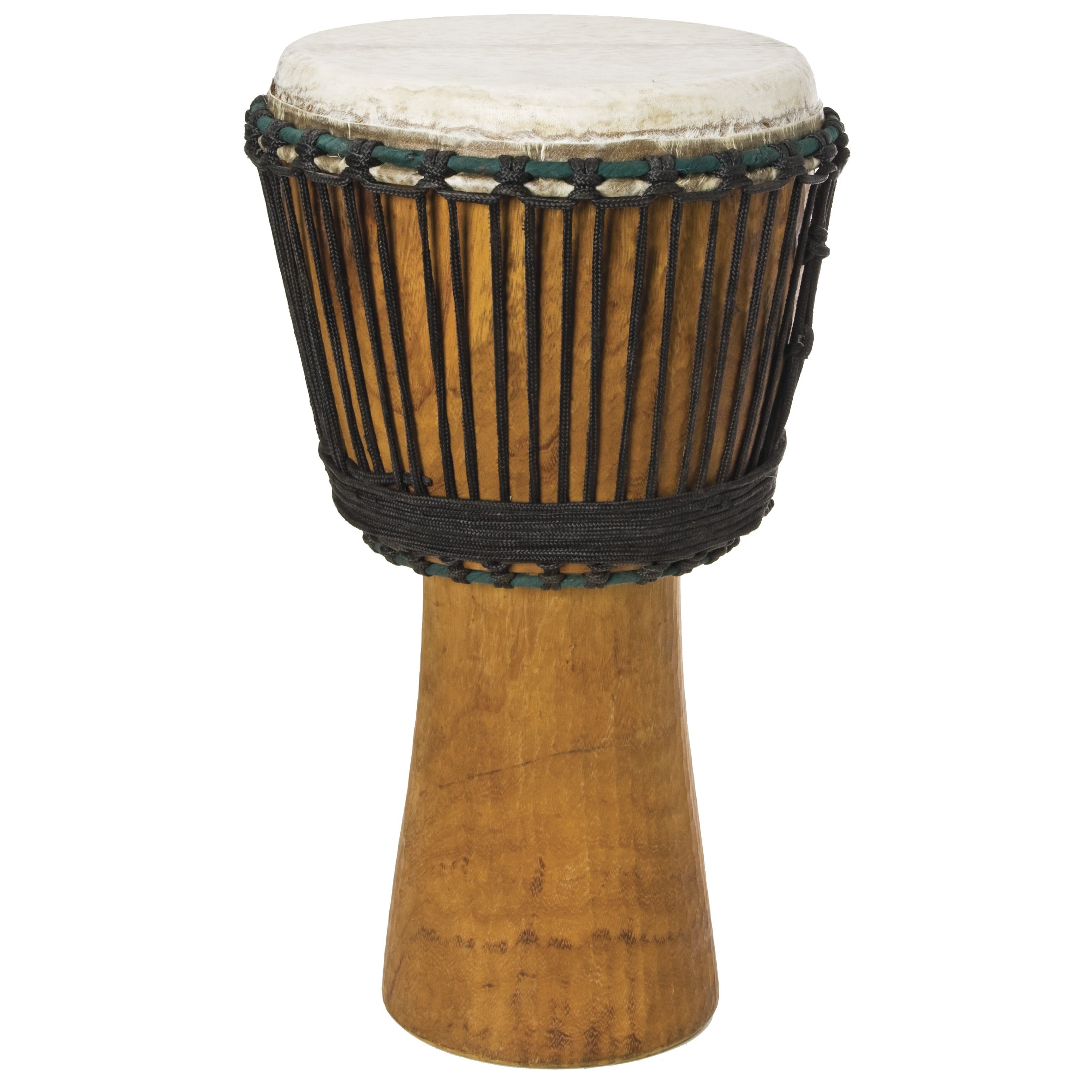 FAME Djemben,Djembe 12"x24", Handgeschnitzt, Mahagoni, Naturfarben, Traditionelles Schnurspannsystem, Hochwertiges Ziegenfell, Hergestellt in Elfenbeinküste, Afrikanisches Custom Design, Djembe, Handgeschnitzt, Mahagoni