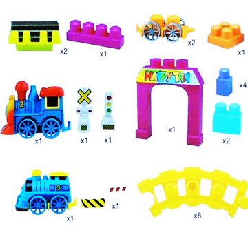 MalPlay Spielzeug-Zug TRAIN ZUG LOK LOKOMOTIVE BAUSTEINE SCHINEN BAHN SPIELZEUG, (Anzahl der Elemente: 24, SPIELZEUG), für Kinder ab 3 Jahren