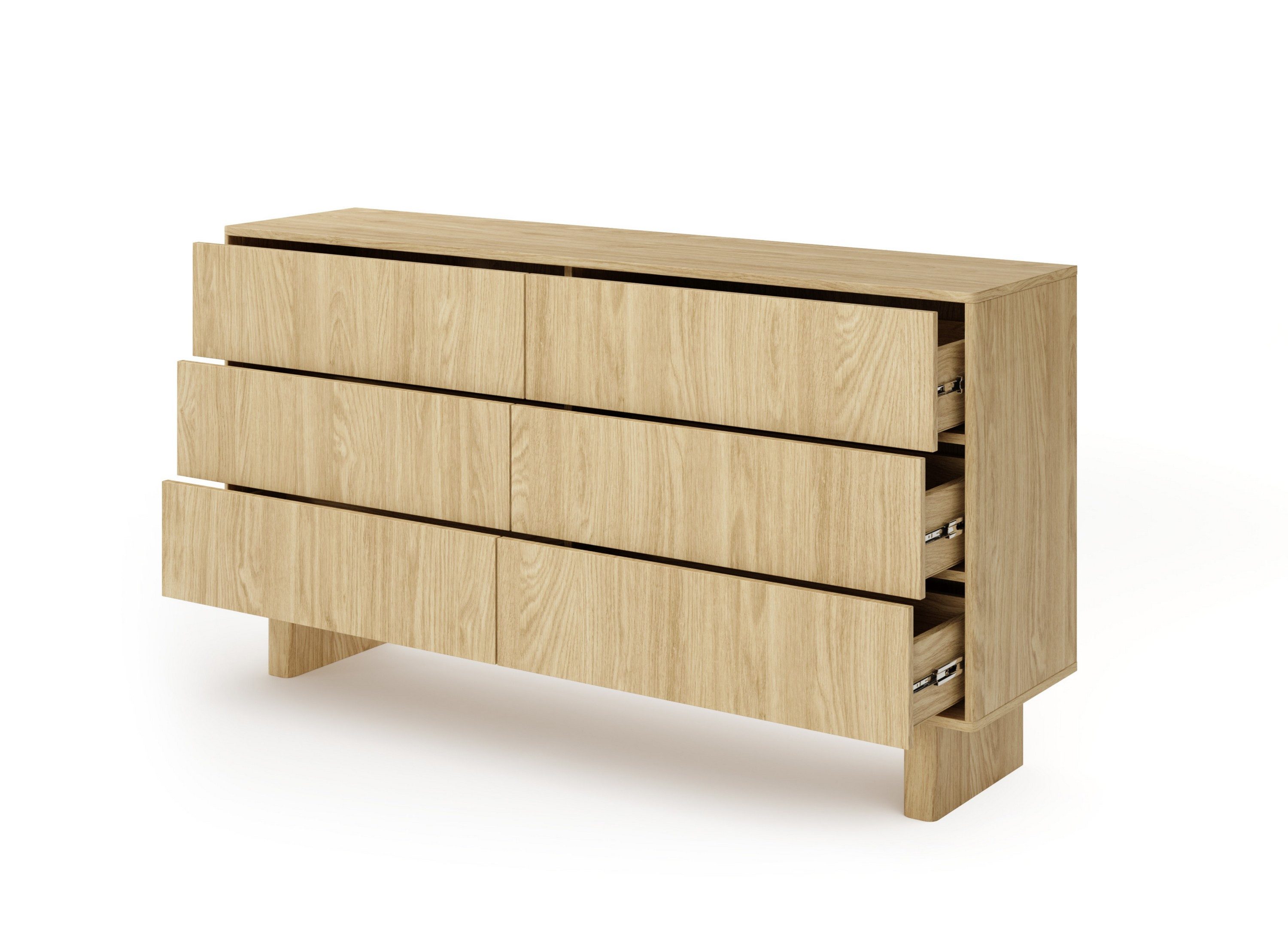 Masseno Kommode TRAVE 153,5 cm Sideboard mit 6 Schubladen Eichefarben