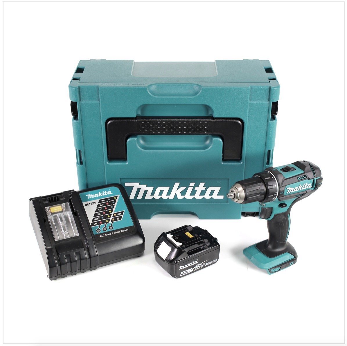 Thumbnail - Makita Säulenbohrmaschine DDF 482 RM1J Akku Bohrschrauber 18V 62Nm im Makpac + 1x 4,0 Ah Akku