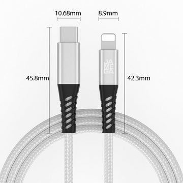 JAMEGA USB-C zu Iphone Kabel 480M 60W - verschiedene Farben - 0,5m - 3m USB-Kabel, USB Typ C, 8-Pin Stecker - kompatibel mit Iphone (50 cm)