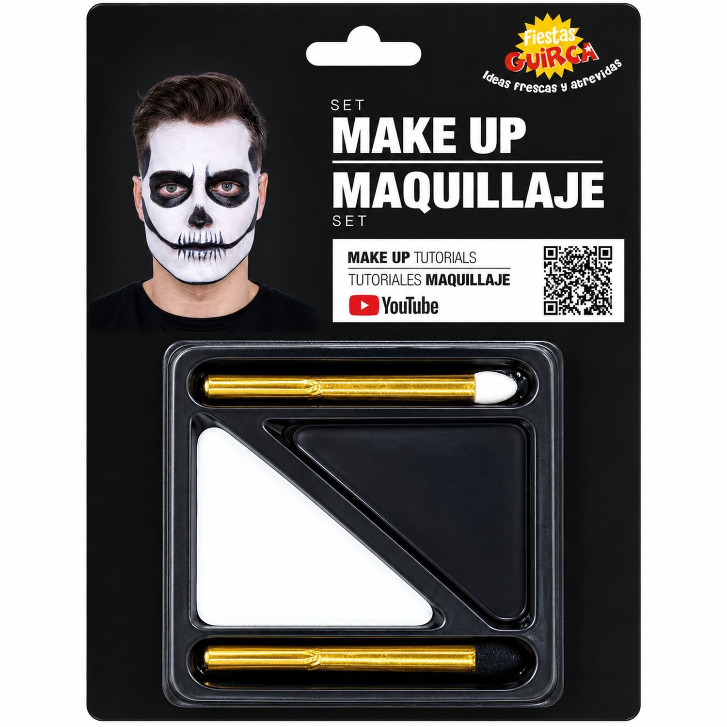 Fiestas Guirca Theaterschminke Make-up Set 'Schwarz und Weiß' inkl. 2 Pinsel, Sc