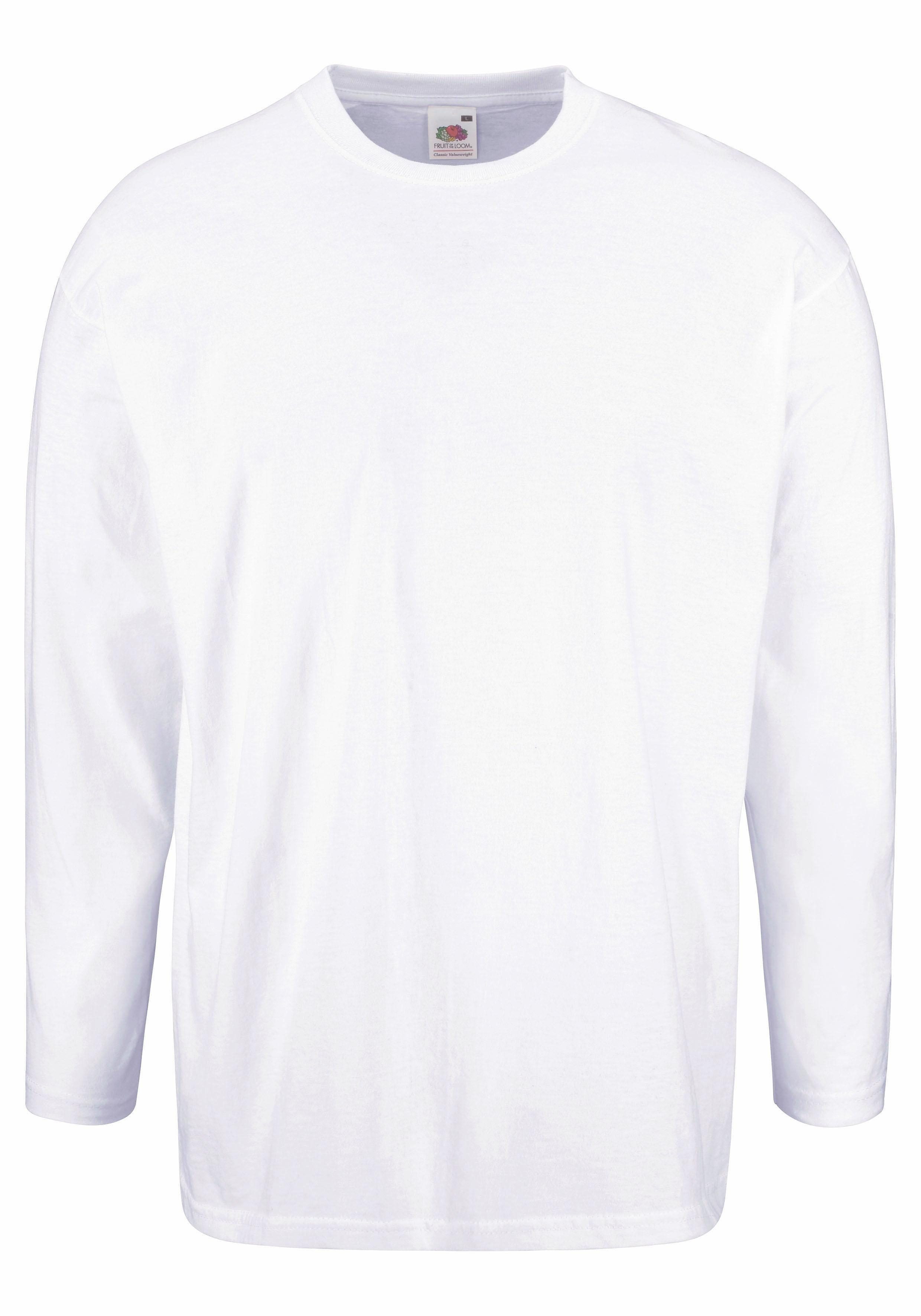 Fruit of the Loom Langarmshirt (Packung, 2-tlg) aus reiner Baumwolle, 2-er Pack