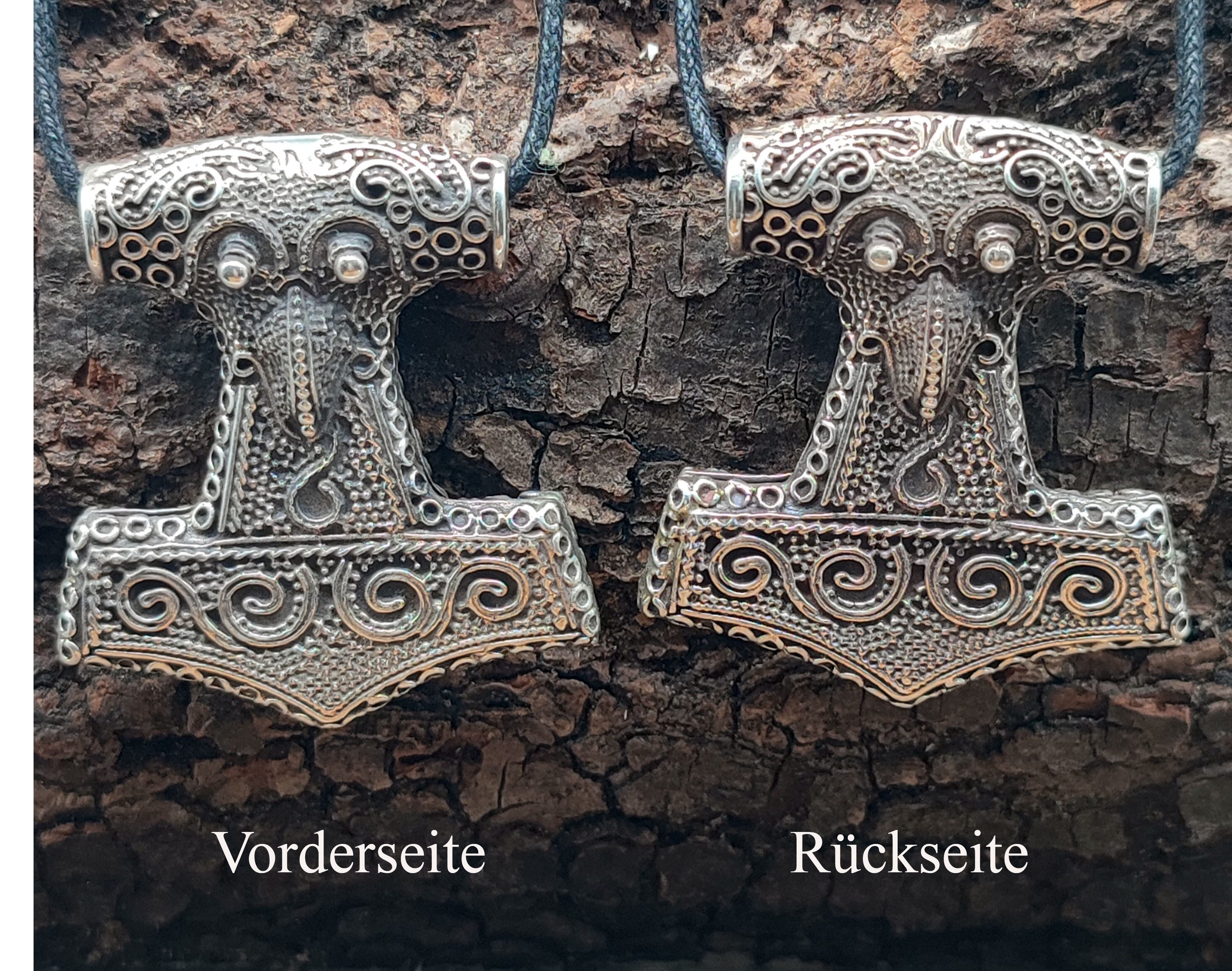 Kiss of Leather Kettenanhänger Thorshammer Schonenhammer Thor Hammer Rabe Silber 925