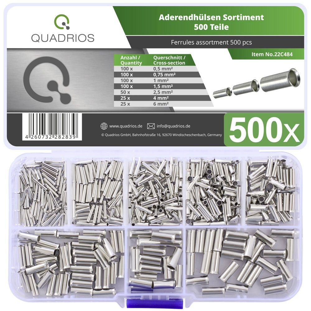 Aderendhülsen Quadrios 22C484 Aderendhülsen-Sortiment 0.5 mm², 0.75 mm², 1.0 mm², 1.