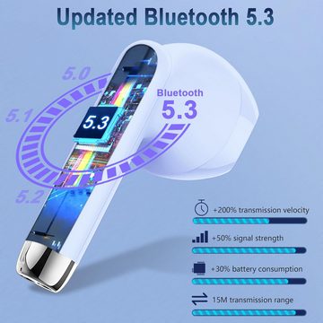 Wasart Bluetooth 5.3 mit 40H Tiefer Bass, 2024 Neue Kabellose In-Ear-Kopfhörer (Kabellos und komfortabel: Genießen Sie klangvolle Freiheit mit sicherem Halt.", mit ENC Noise Cancelling Mic, IP7 Wasserdicht Earbuds Ohrhörer, USB-C)