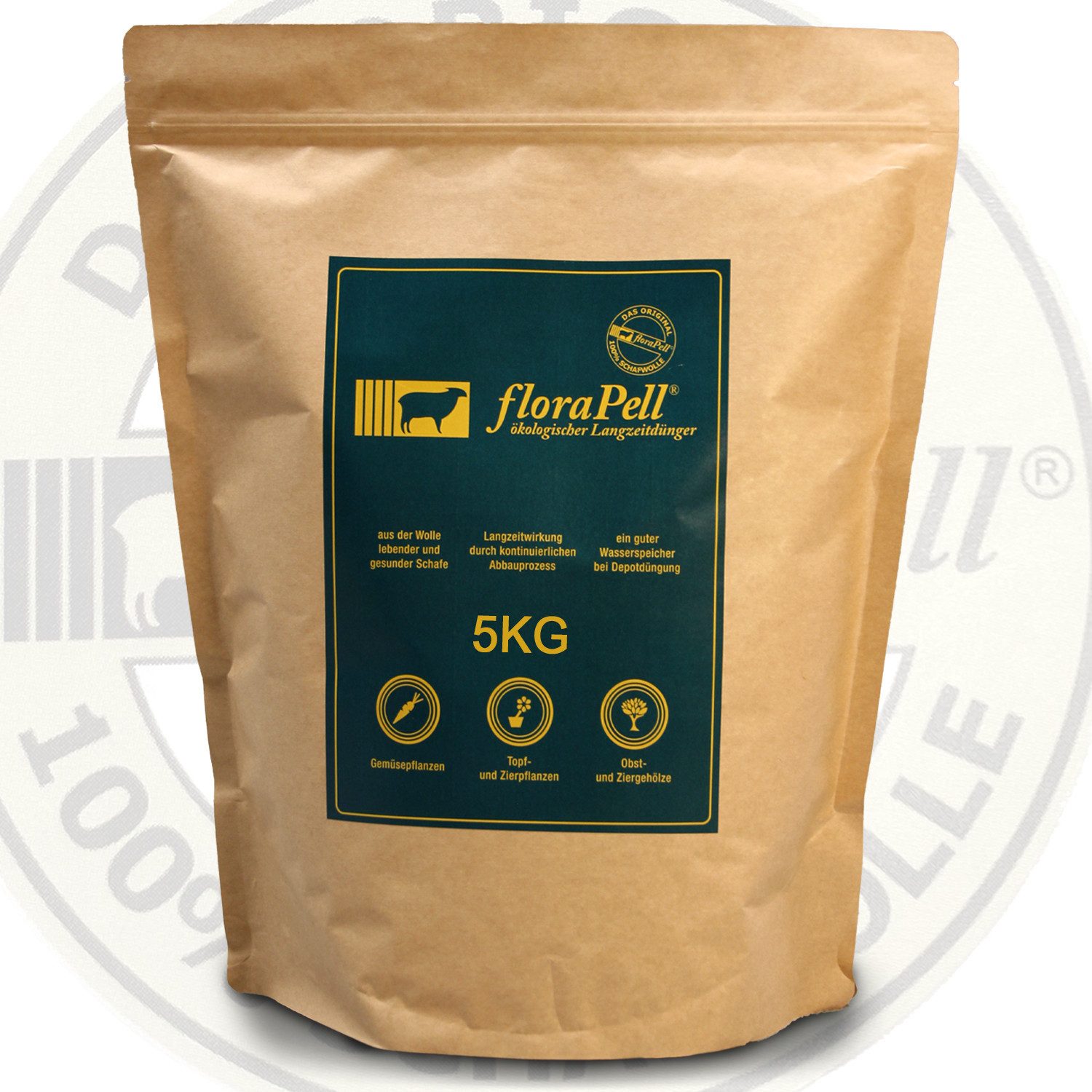 Landshop24 Langzeitdünger floraPell® ökologischer Pflanzendünger 5kg Beutel, Pellets, Spar-Paket, Wasserspeicher Langzeitwirkung gut dosierbar