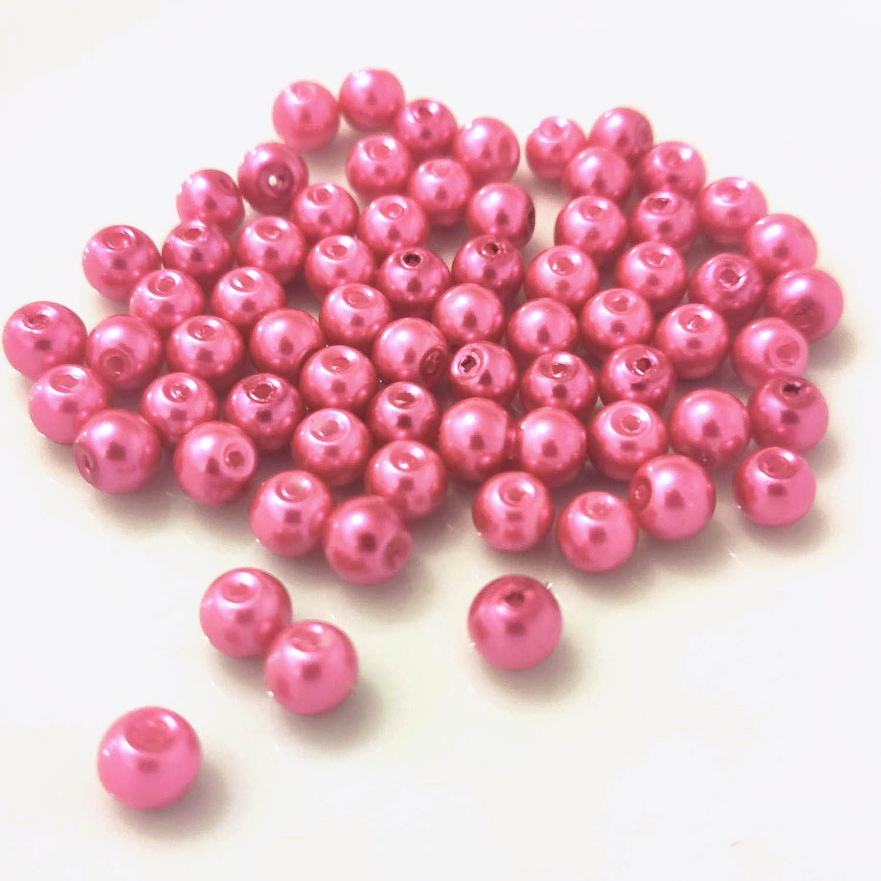 Kopper-24 Bastelperlen Glasperlen - Typ 'rund' - 12g - 2 mm - Pink