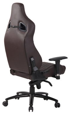 TPFLiving Gaming-Stuhl Kerstin mit bequemer Rückenlehne - höhenverstellbar und 360° drehbar (Schreibtischstuhl, Drehstuhl, Chefsessel, Konferenzstuhl), Gestell: Metall schwarz - Sitz: Echtleder braun