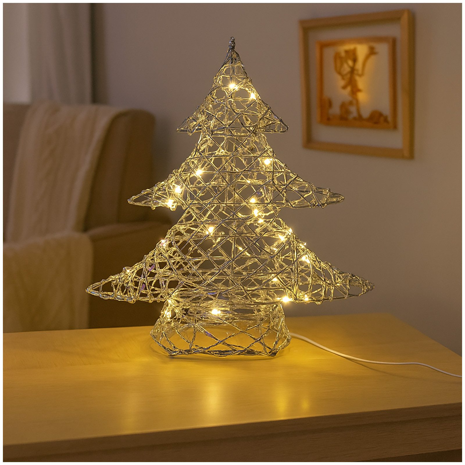 NOOR Dekofigur Winterdekoration LED-Baum mit Perlen (1 LED-Baum ohne Batter günstig online kaufen