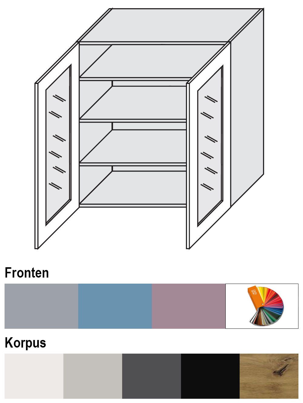Feldmann-Wohnen Klapphängeschrank Bari (W4S/90, 2-türig, 3 Einlegeböden, 1-St., moderne Kassettenoptik, lackierte Fronten, 90x32,5x96cm) lava / RAL 4009 pastellviolett matt