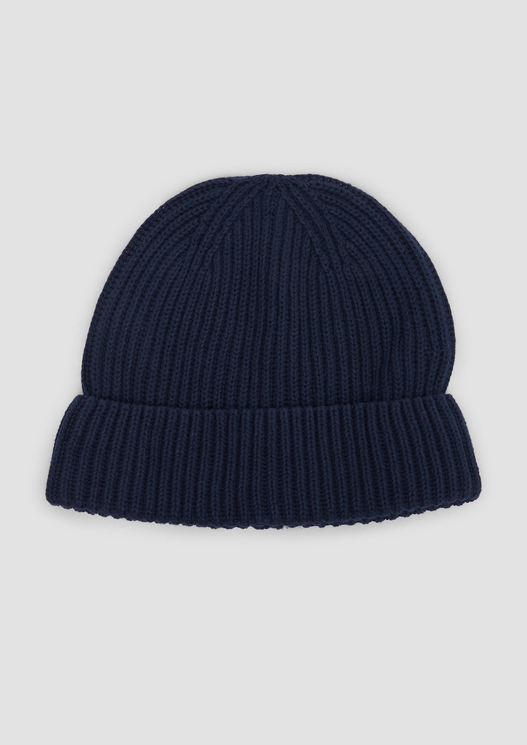 s.Oliver Strickmütze Mütze Gestrickte Baumwoll-Beanie mit Umschlag