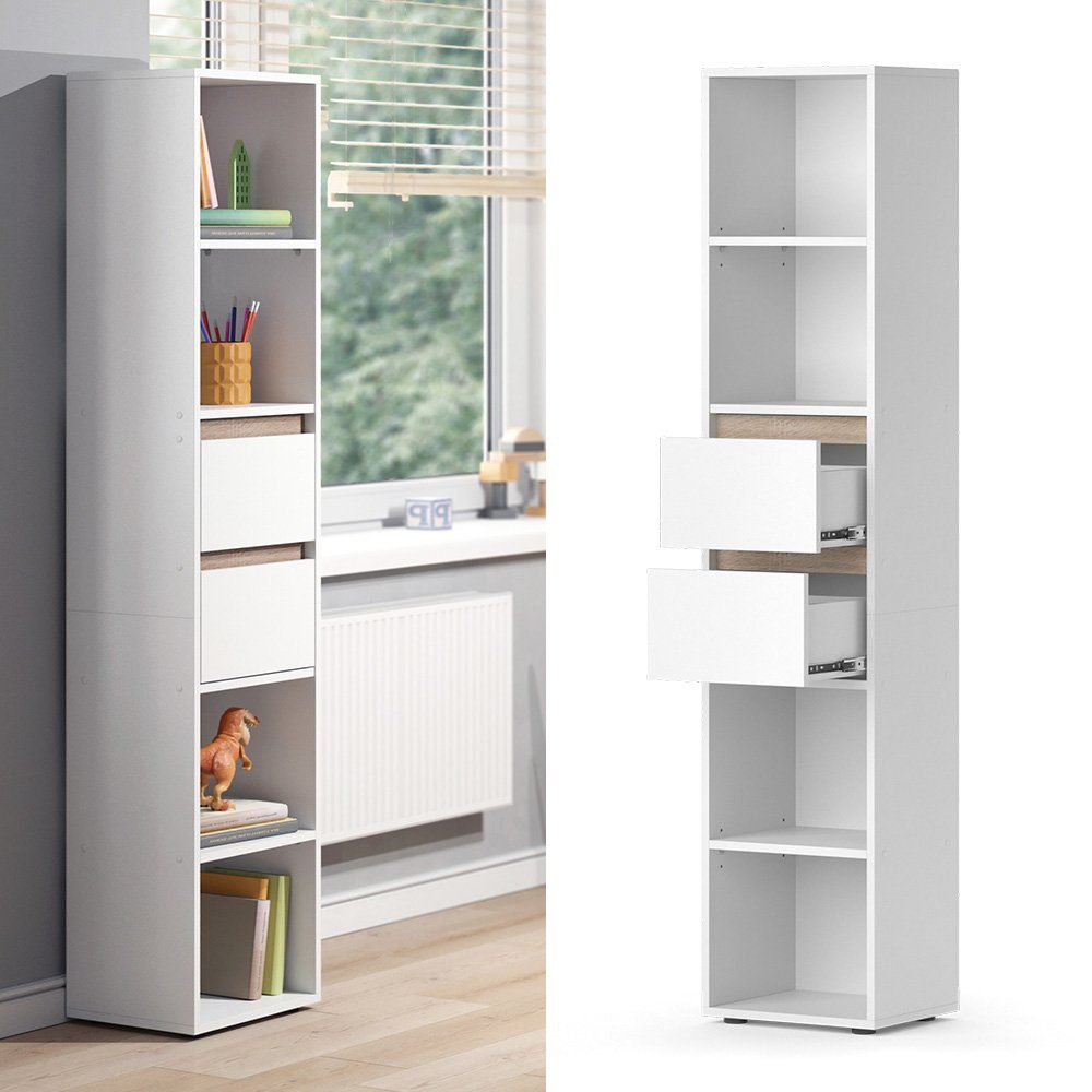 Vicco Bücherregal Robert, Weiß, 36 x 171 cm, Freistehend günstig online kaufen