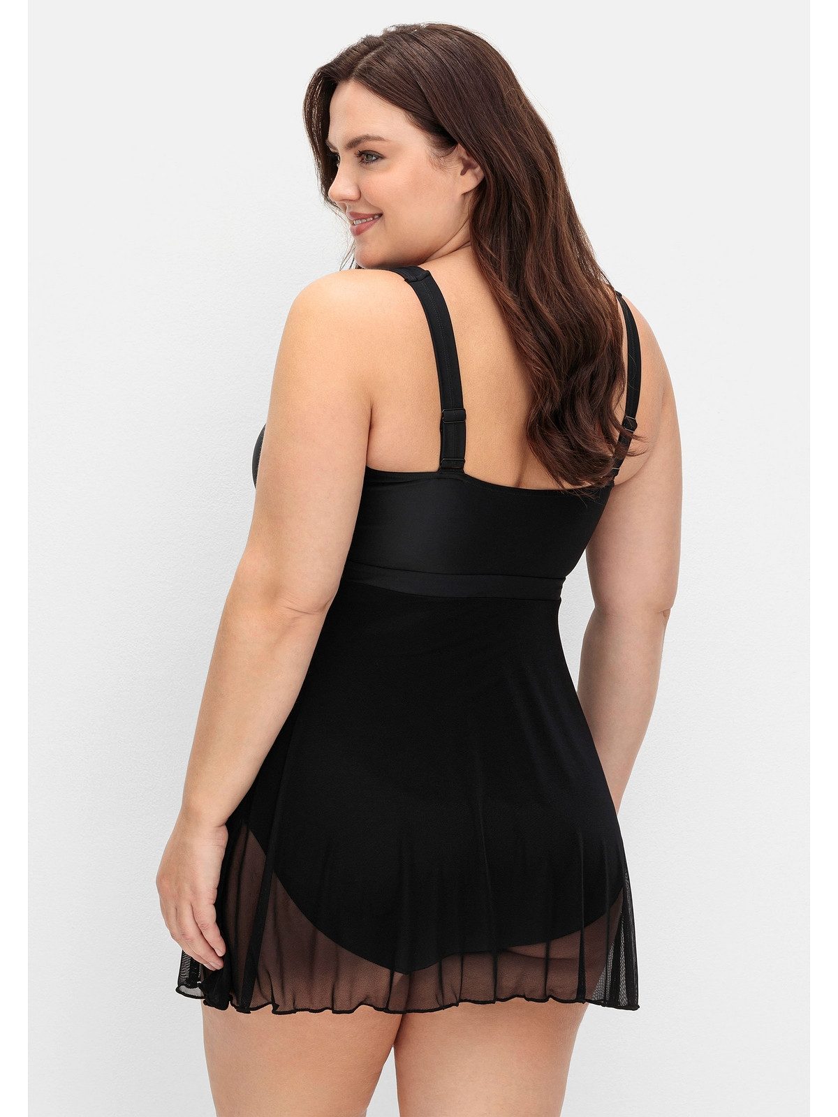 Sheego Badekleid Große Größen mit Mesh-Rock und intergrierter Hose