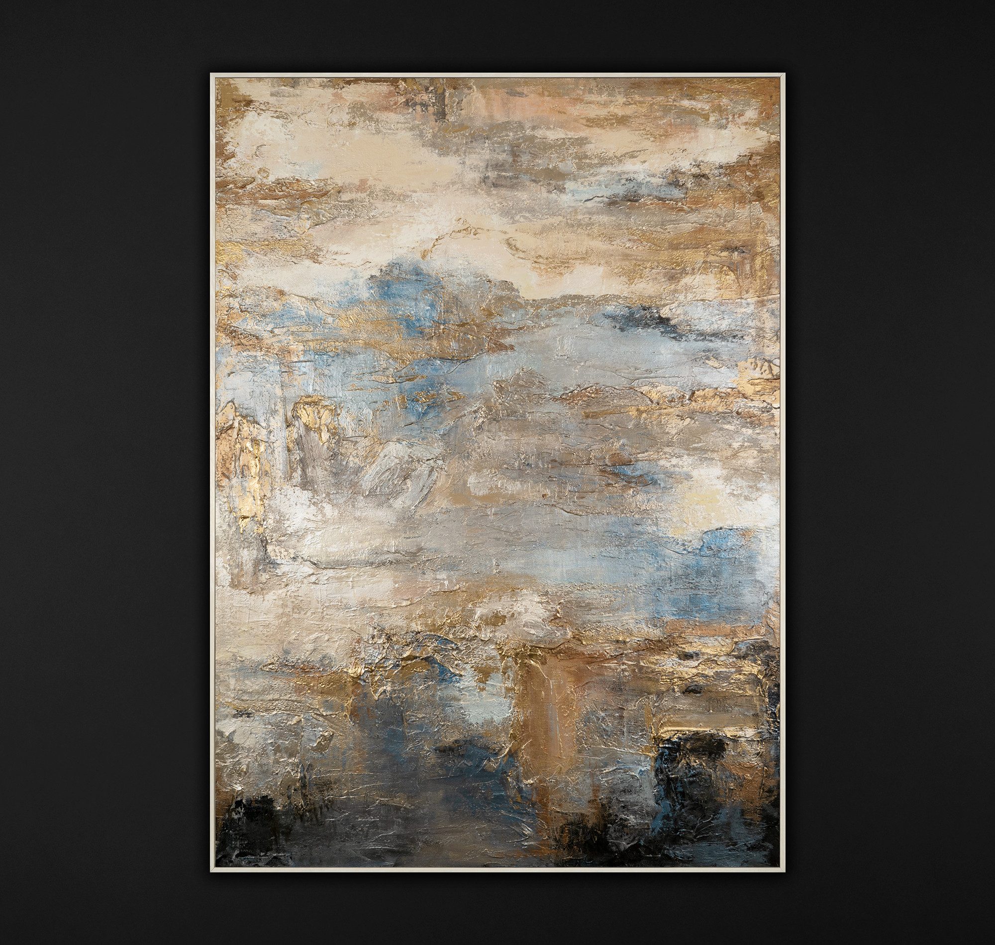 YS-Art Gemälde Glanz und Eleganz, Abstraktion, Leinwandbild Abstraktion mit ganz viel Goldanteilen